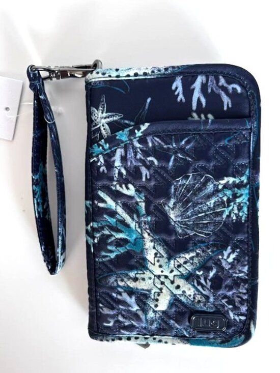 lug Handbags - Lug Tandem Zip SE RFID Wallet Stars and Shells Navy HTF